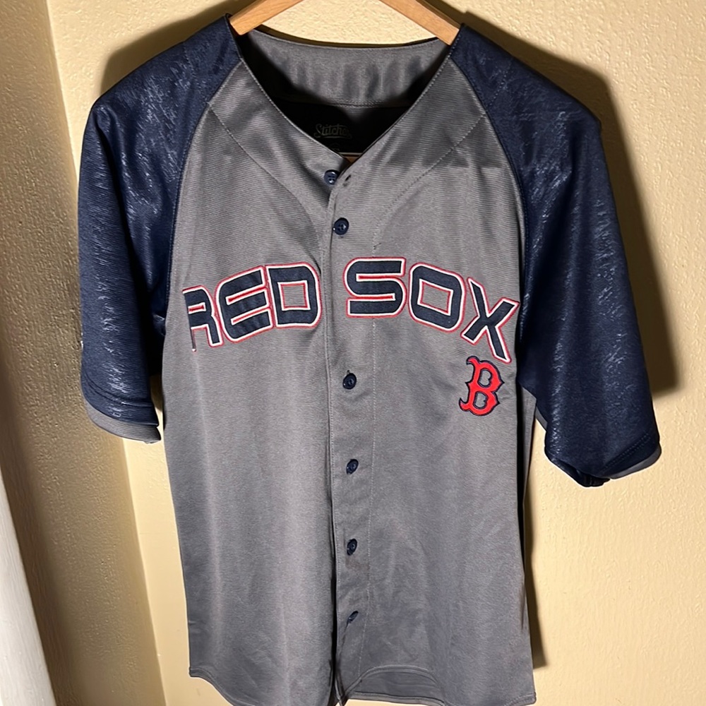 MLB Stitches Mens Red Sox Replica Jersey Color Gray/Blue Size Medium - Picture 1 of 4